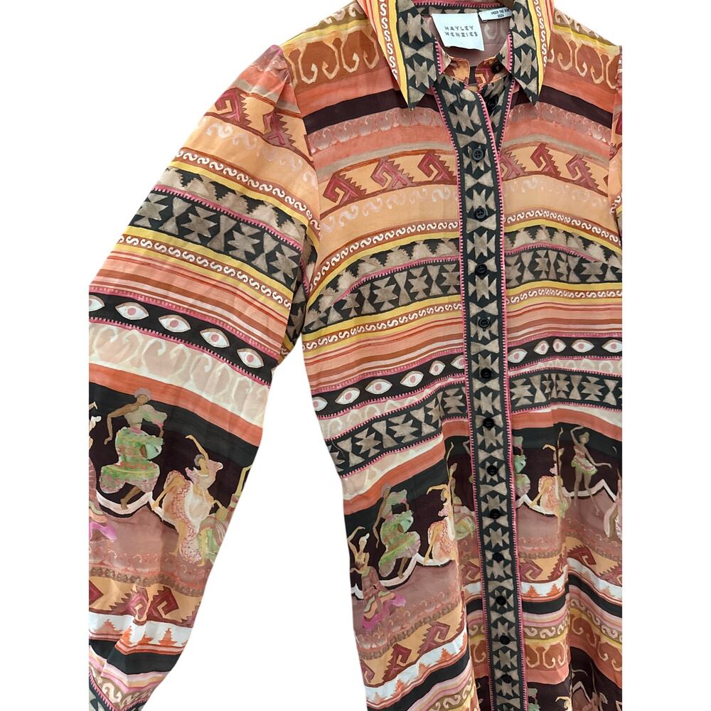 Peach Multi Printed Maxi Shirt Dress - Picture 13 of 16
